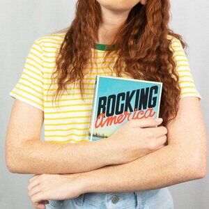 YELLOW STRIPE TEE W/ CONTRAST NECK BAND